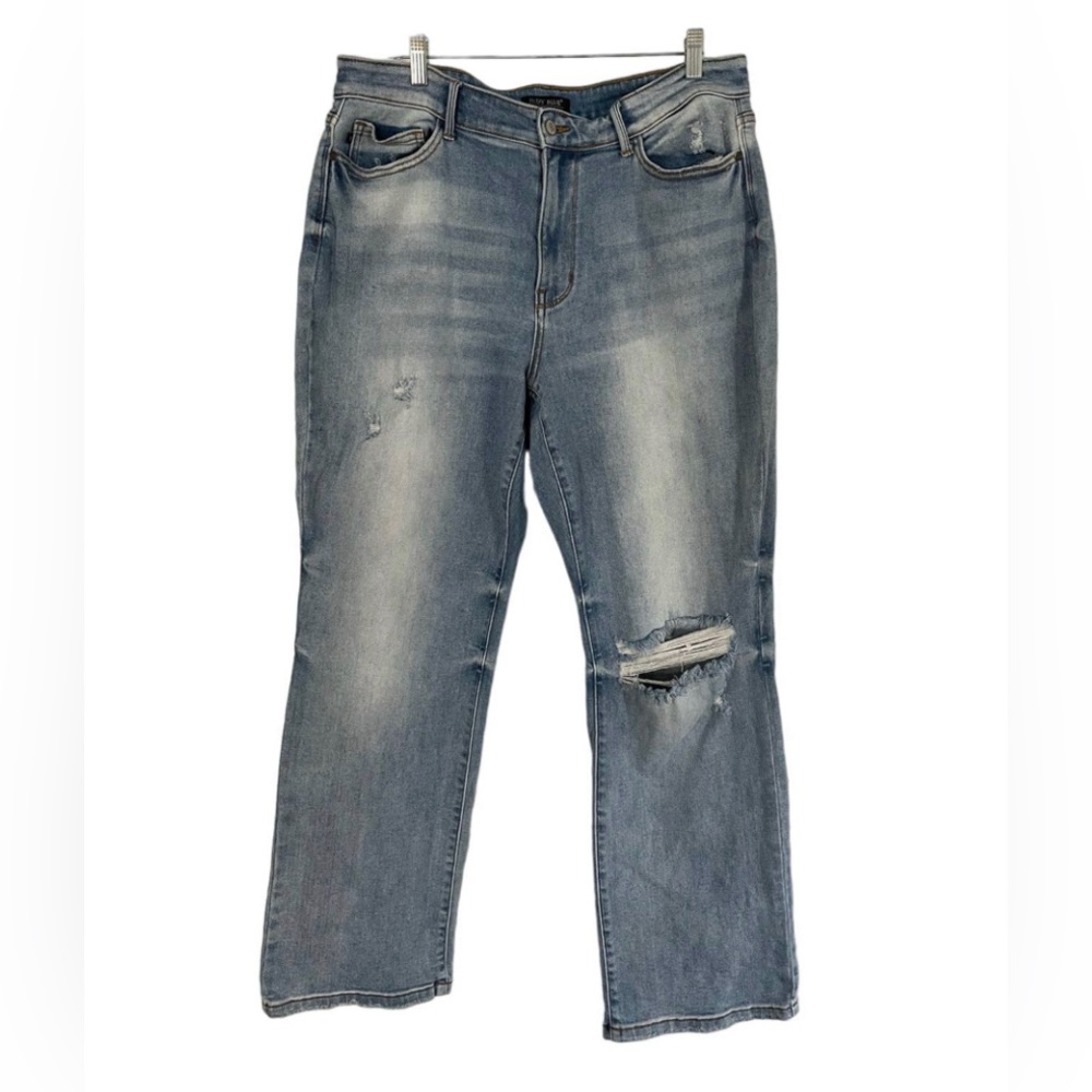 Judy Blue Straight Fit Distressed High Rise Jeans Size 14